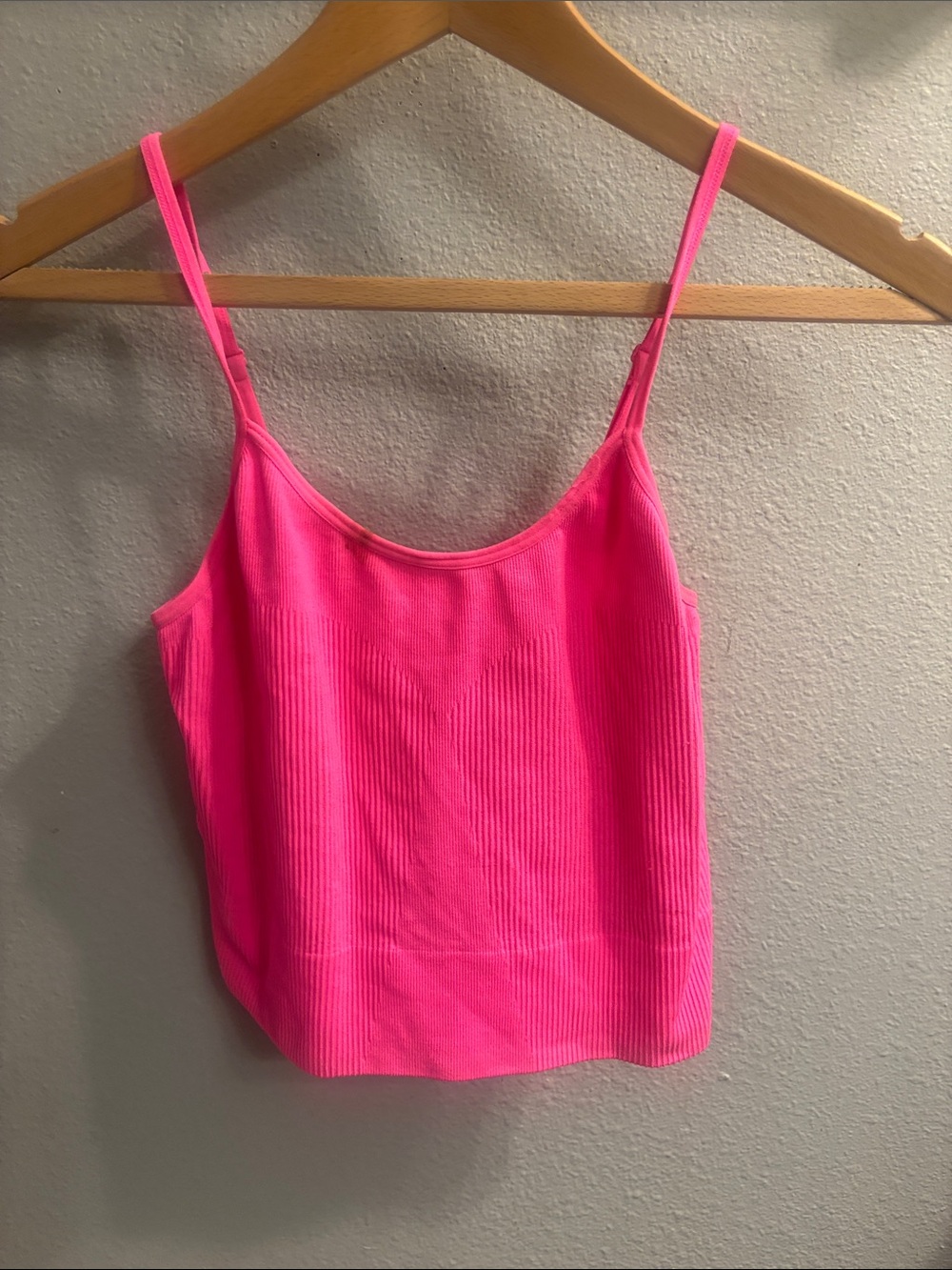Bozzolo Neon Pink Ribbed Adjustable Cami Tank